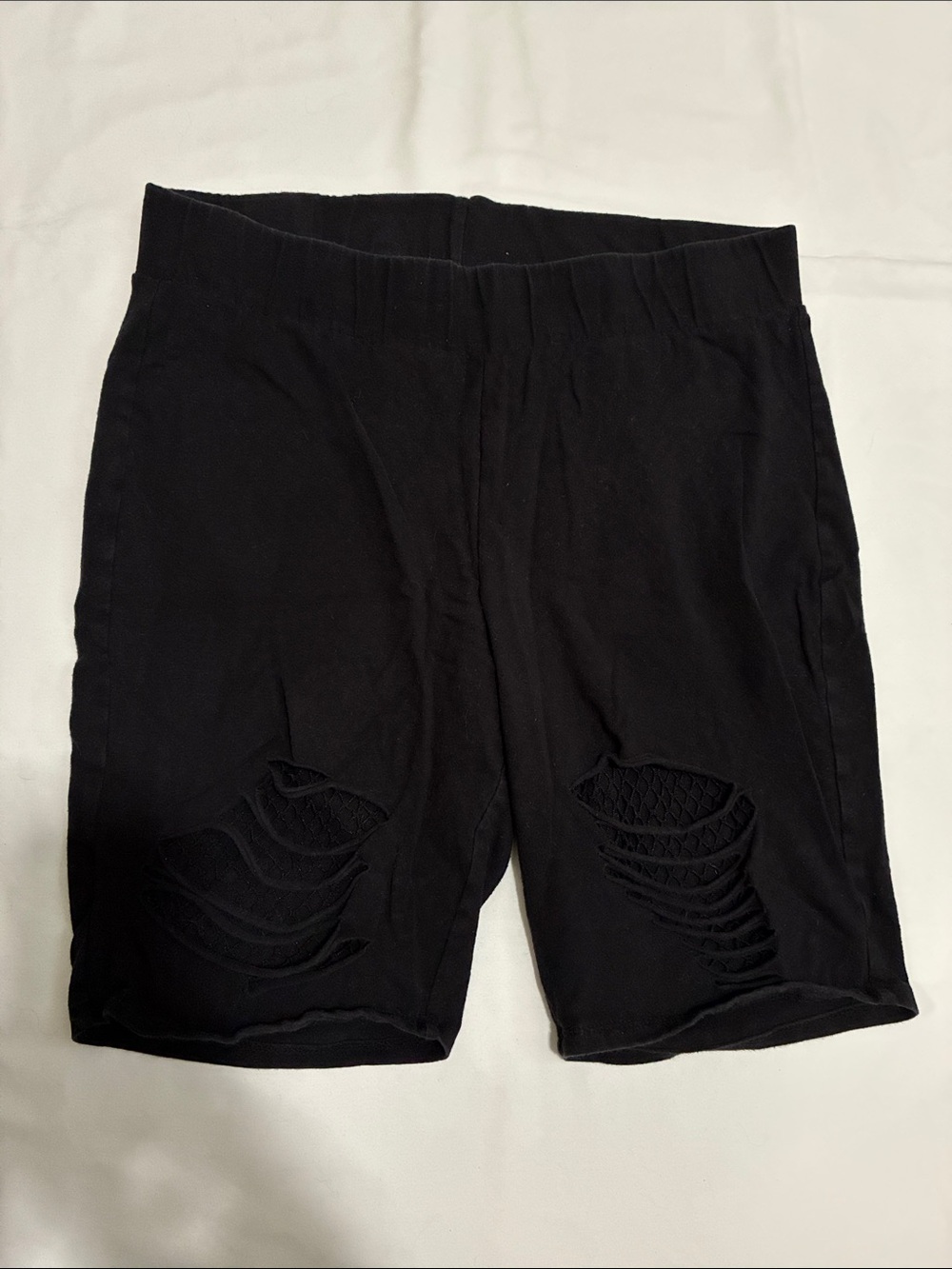 Torrid Distressed Fishnet Black Bike Shorts Size 2